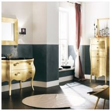 Интериорен дизайн на баня в златно цвят