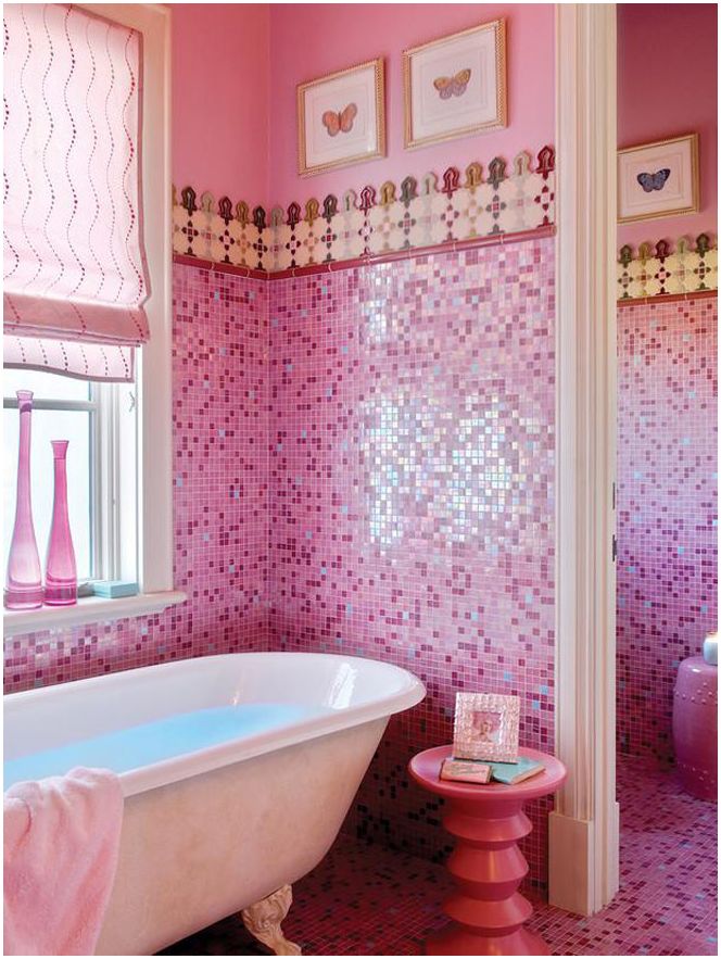 Дизайн бани в розови цветове