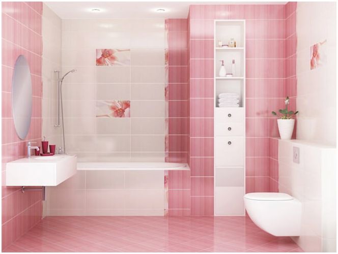 Дизайн бани в розови цветове