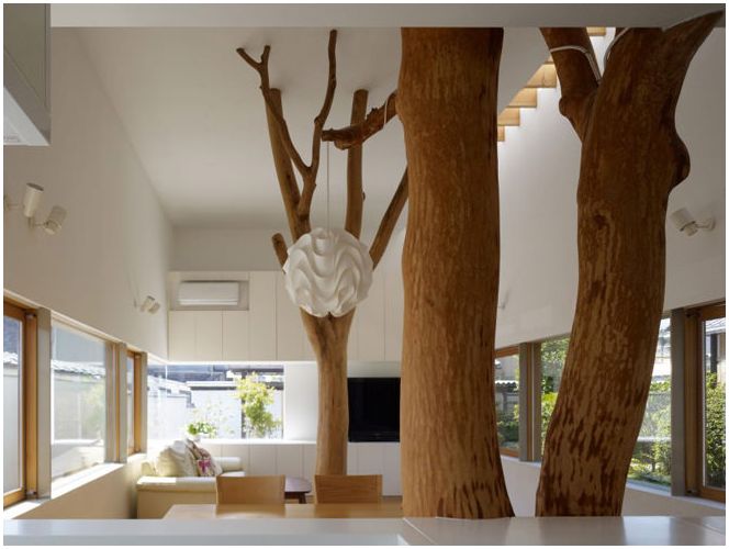 Необичайни интериорен дизайн - дърво в къщата