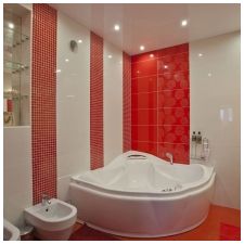 характеристики на дизайна баня в червено и бяло