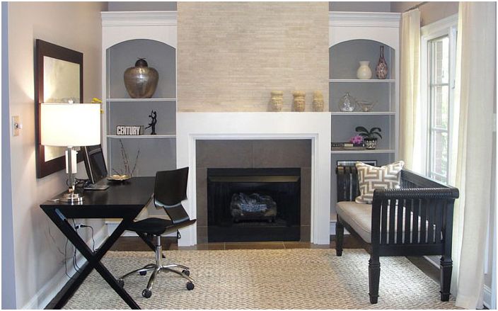 30 ideas de decoración de lujo de oficina en casa con chimenea ... Diseño Interiores chimenea