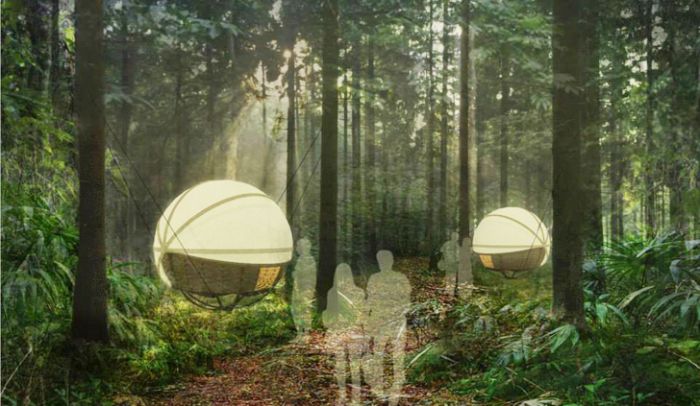 Алтернативни експедиционни палатки: Окачени сферичен корпус за защита на туристите от хищници