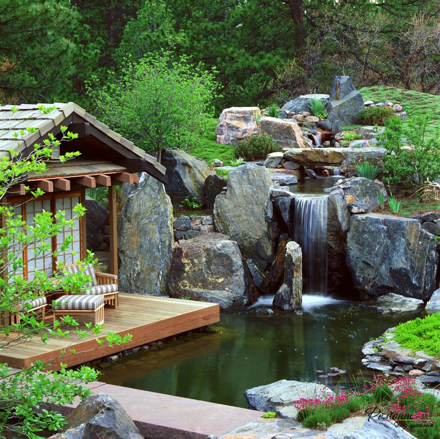 Къщи в японски стил екстериор и дизайн площ, градина и двор в снимката