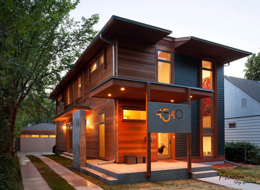 Дизайнът на фасадата на една къща: най-добрите идеи за екстериора на снимката