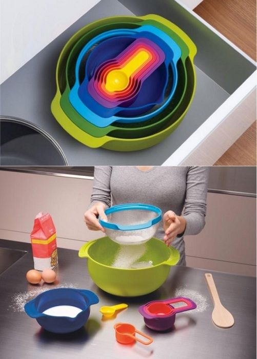Отличный набор для кухни из девяти предметов, которые явно сэкономят пространство. Отличный набор для кухни из девяти предметов, которые явно сэкономят пространство.