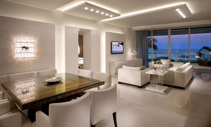 Уникален LED светлина в дизайна на стените на къщата: зашеметяващи примери
