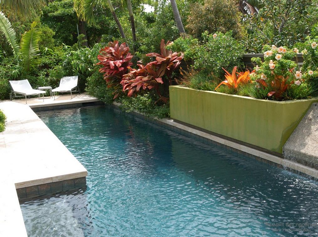 Плувен басейн в частен дом: интериорен и екстериорен дизайн, 30 идеи в снимката