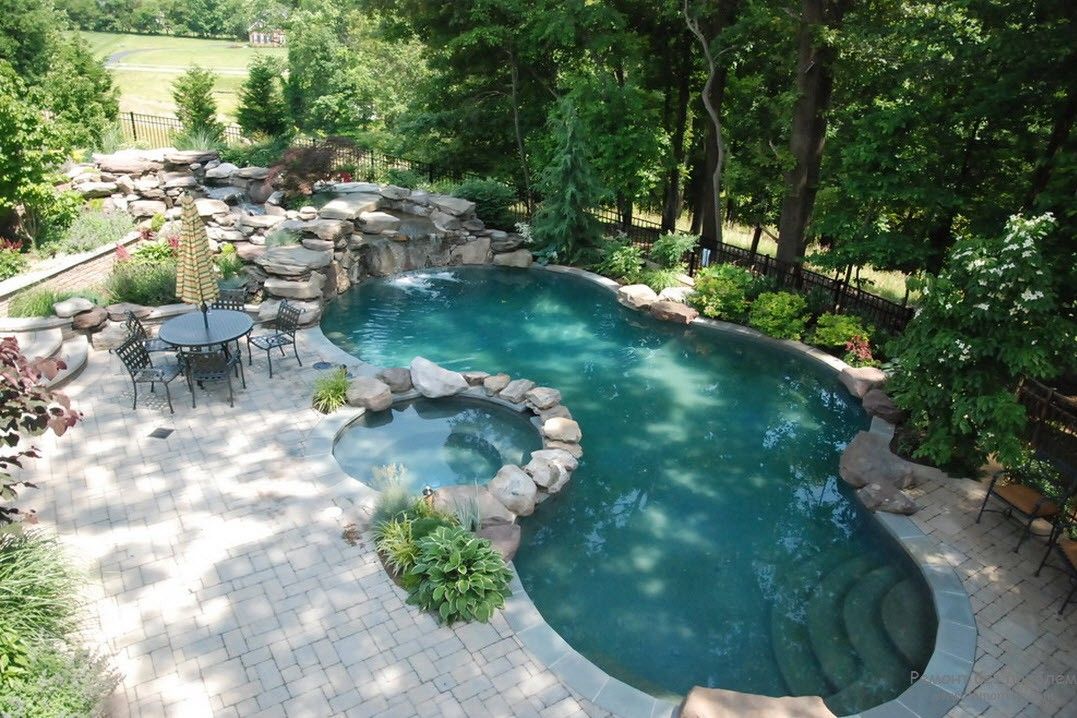 Плувен басейн в частен дом: интериорен и екстериорен дизайн, 30 идеи в снимката