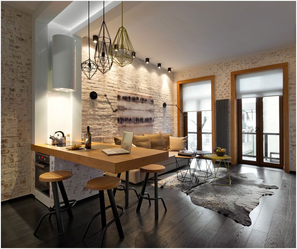 Verbazingwekkend 100 beste ontwerpideeën: een keuken-woonkamer met een bar op de LR-12